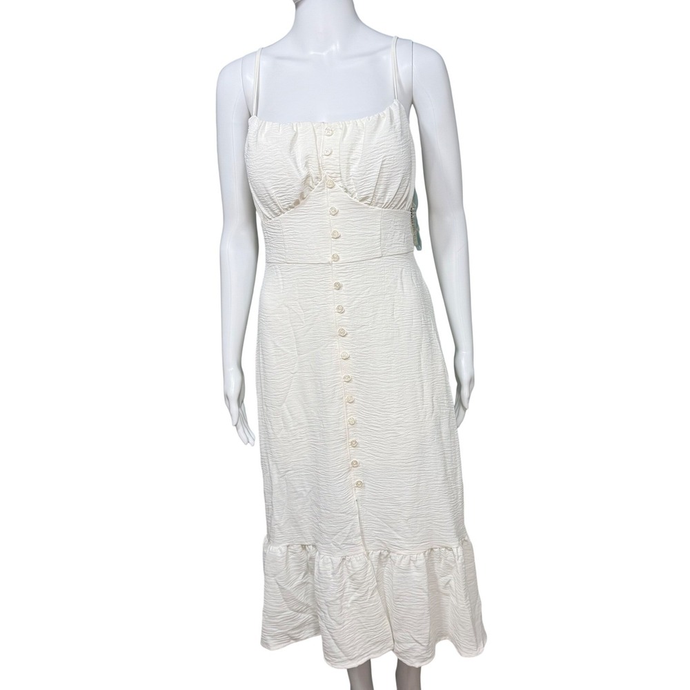 New Sm White Gauze Graduation Cottagecore Coquette Wedding Guest Midi Dress